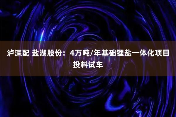 泸深配 盐湖股份：4万吨/年基础锂盐一体化项目投料试车